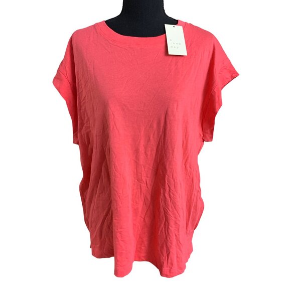 A New Day Womens Plus Size Casual Summer Coral Relaxed Fit T-Shirt Size XXL - Picture 2 of 15